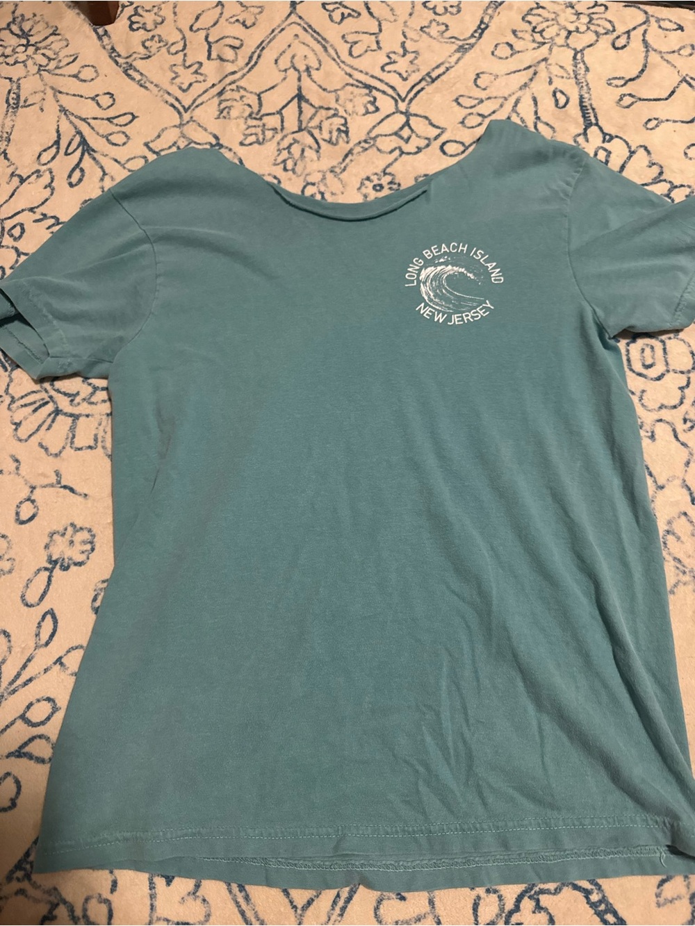 Comfort Colors Teal Long Beach Island Wave Graphic Tee